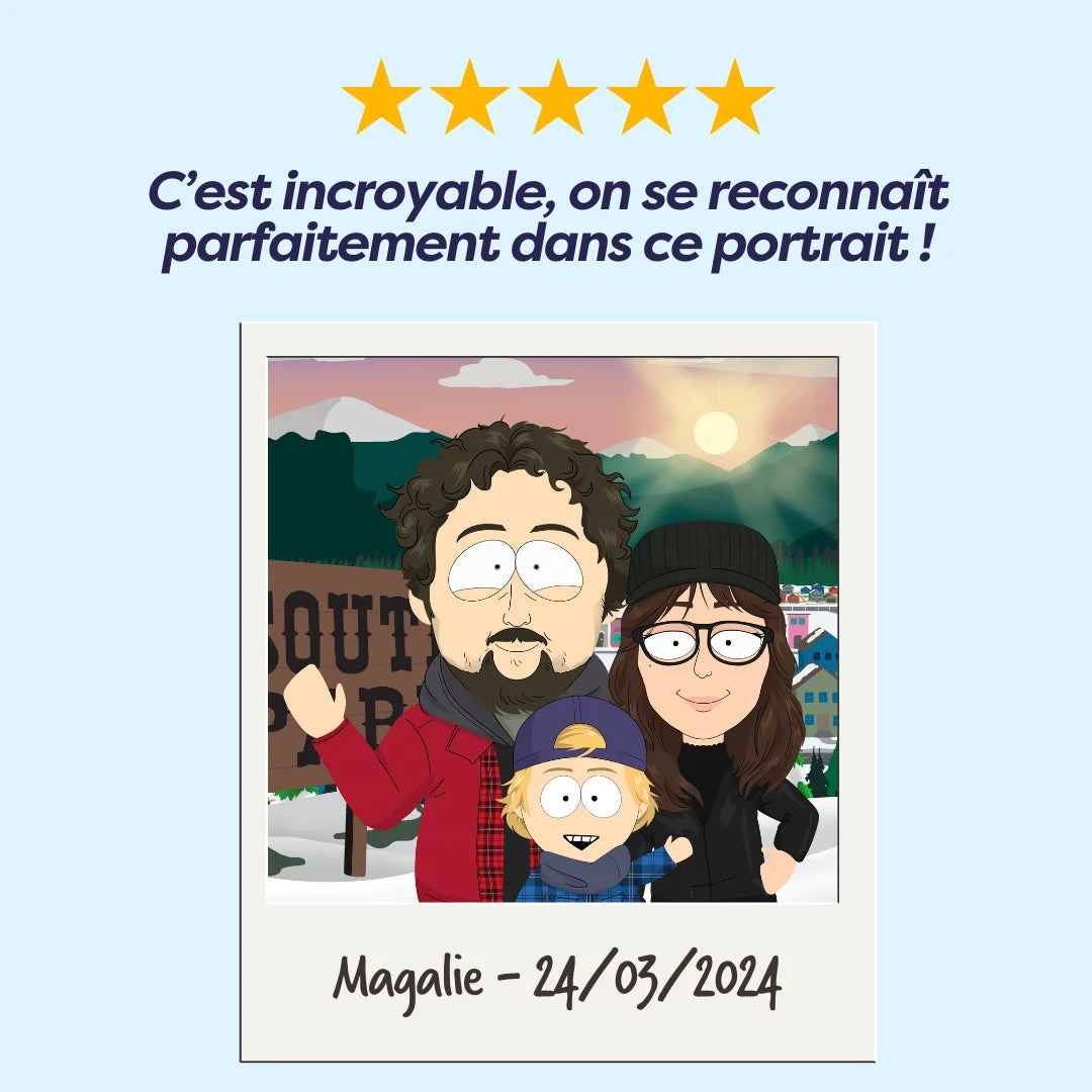 portrait south park personnalisé en famille