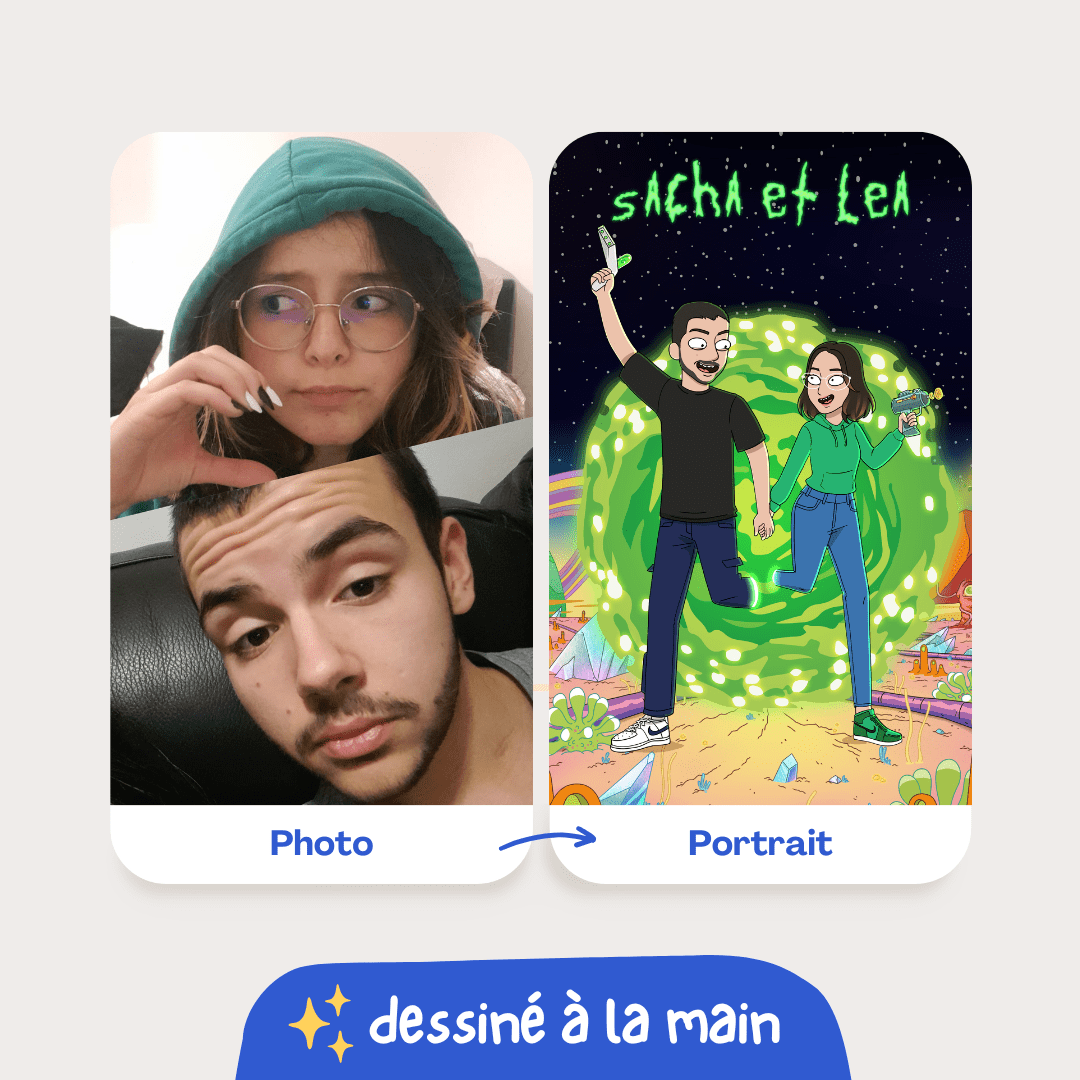 Portrait Rick et Morty personnalisé